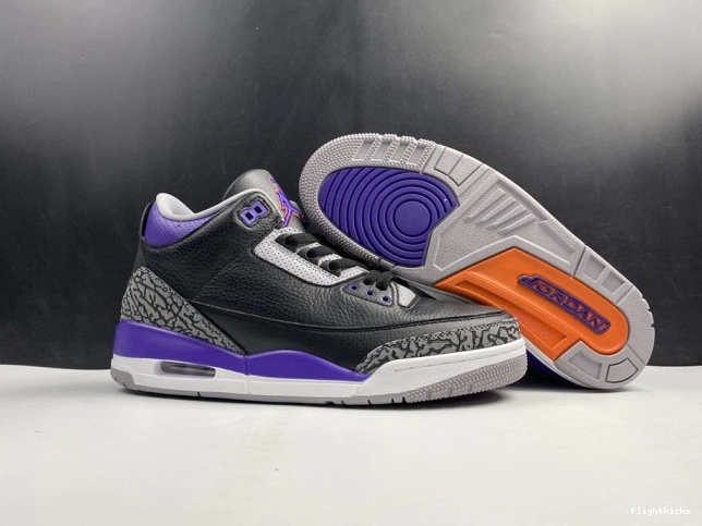 050 Court 3 CT8532 Air Jordan Retro Black Purple 0909